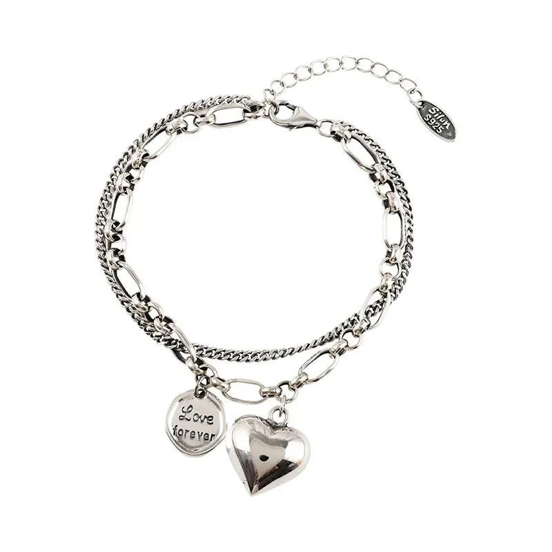 925 Silver Bracelet with 'Love Forever' Engraving + 2 Free Charms - Image 3