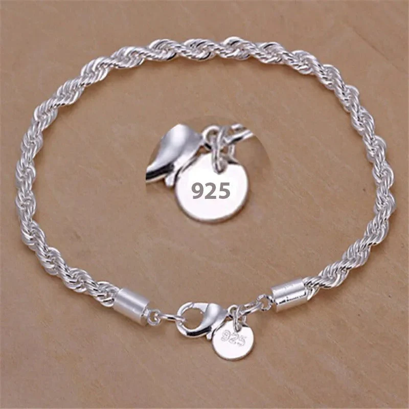 925 Silver Braided Rope Style Bracelet