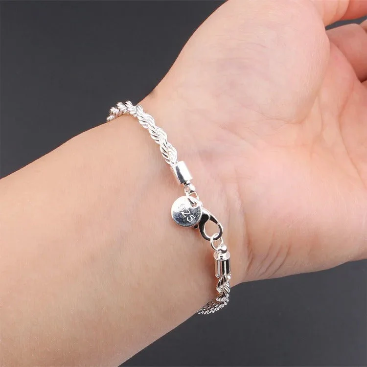 925 Silver Braided Rope Style Bracelet - Image 2