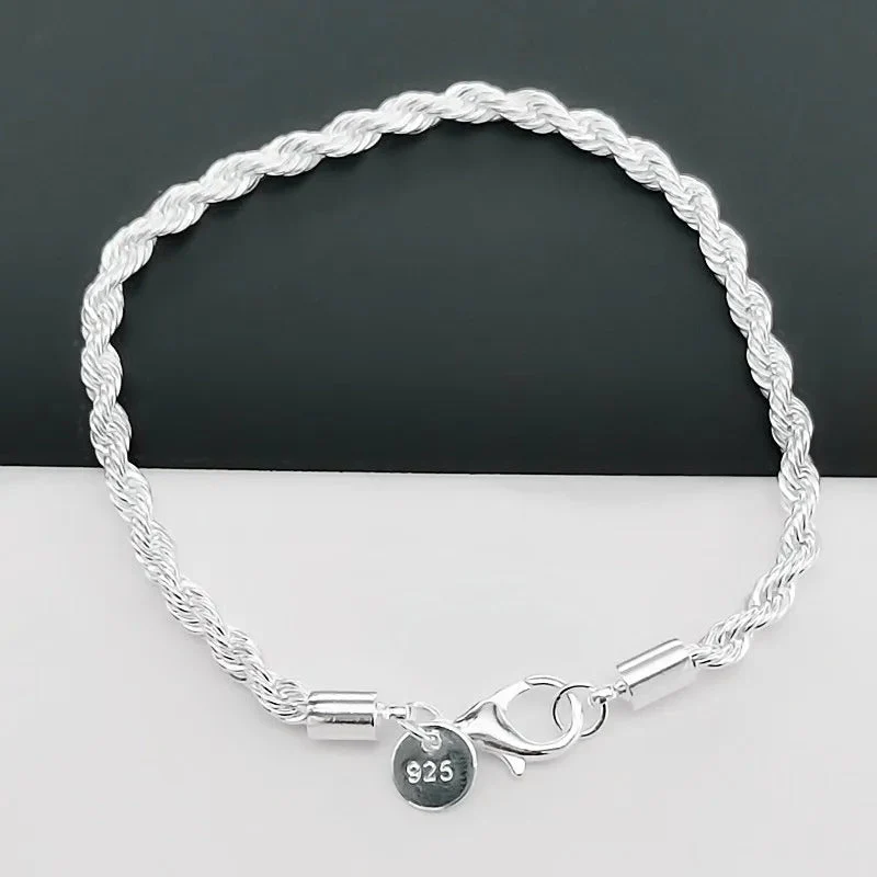 925 Silver Braided Rope Style Bracelet - Image 3