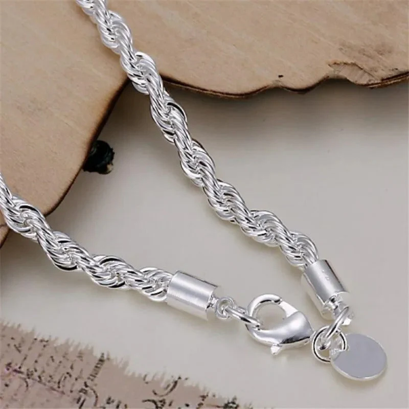 925 Silver Braided Rope Style Bracelet - Image 4