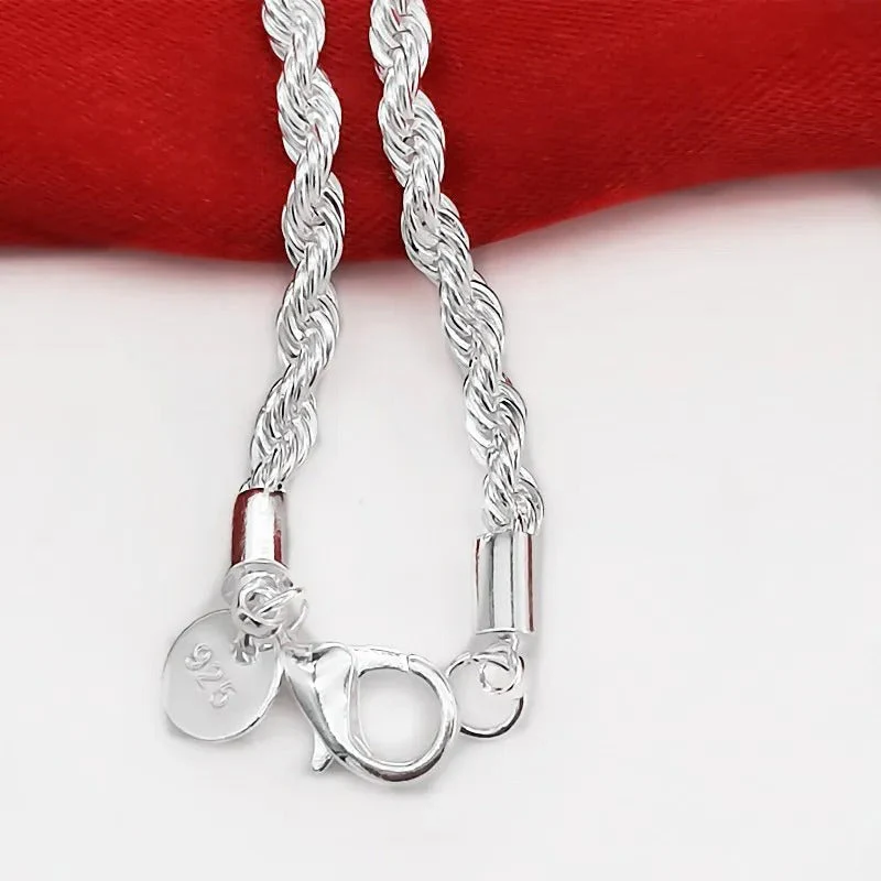925 Silver Braided Rope Style Bracelet - Image 5