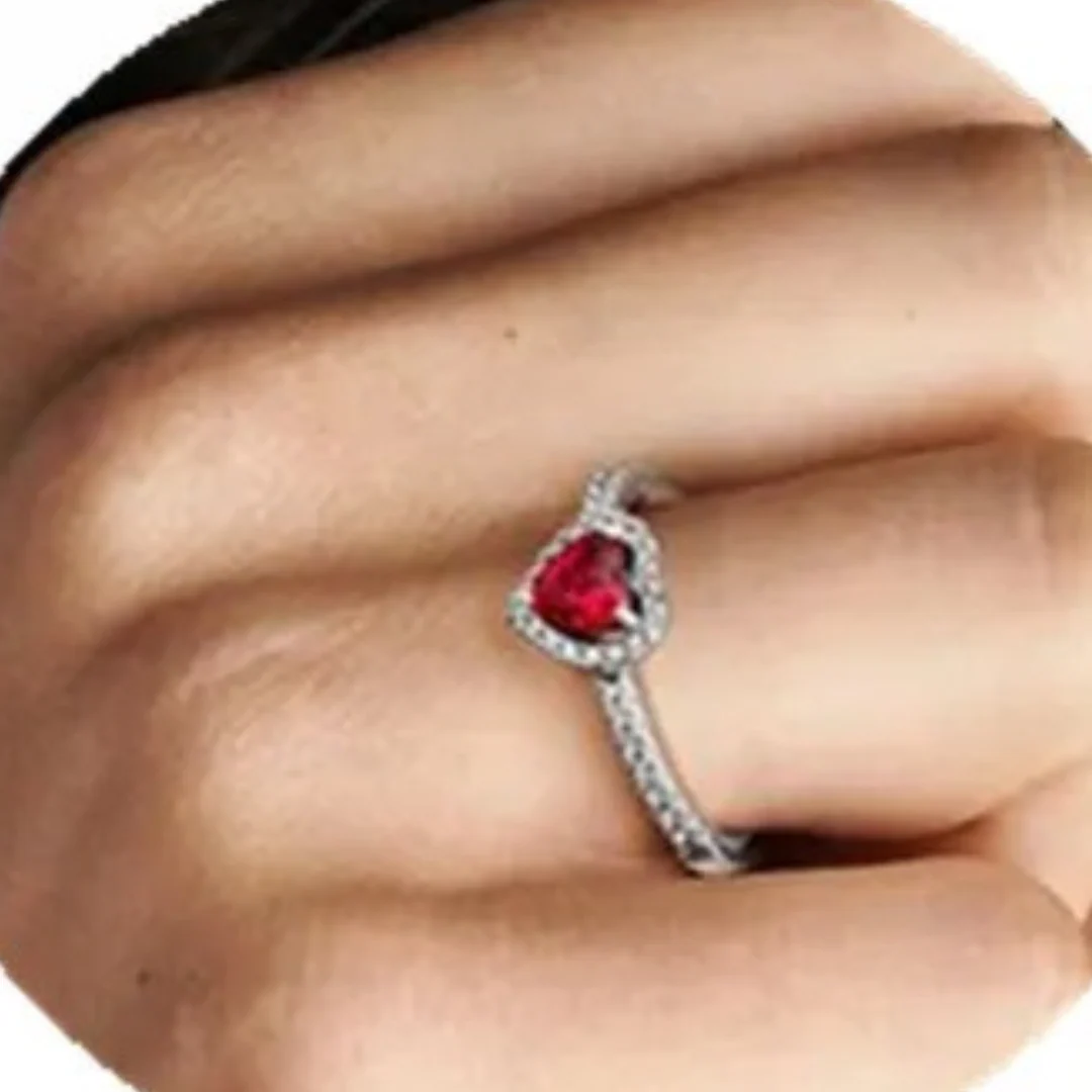 925 Silver Ruby Heart Ring - Image 2