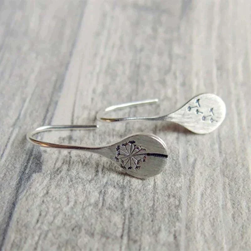 925 Sterling Silver Dandelion Leaf Earrings - Image 4
