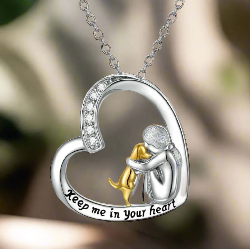 925 Sterling Silver Necklace – Heart & Dog Design with Zirconia - Image 2