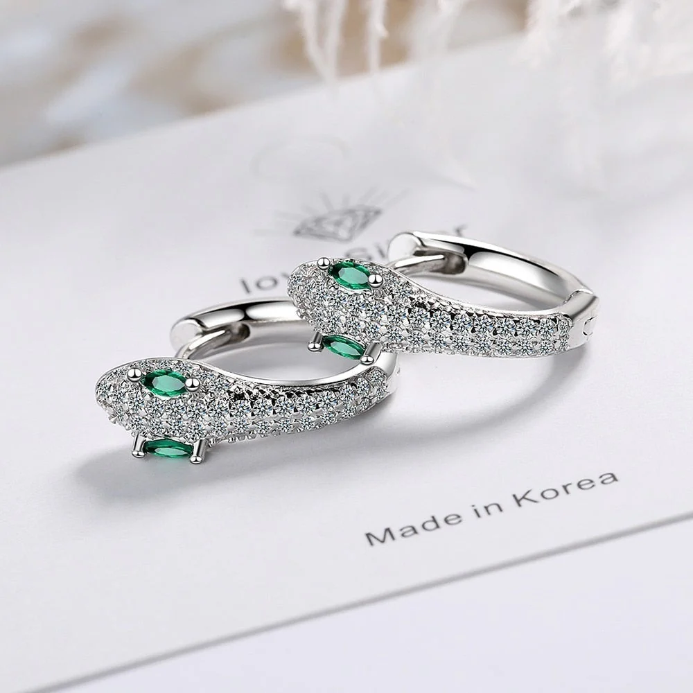 925 Sterling Silver Snake Earrings - Image 2