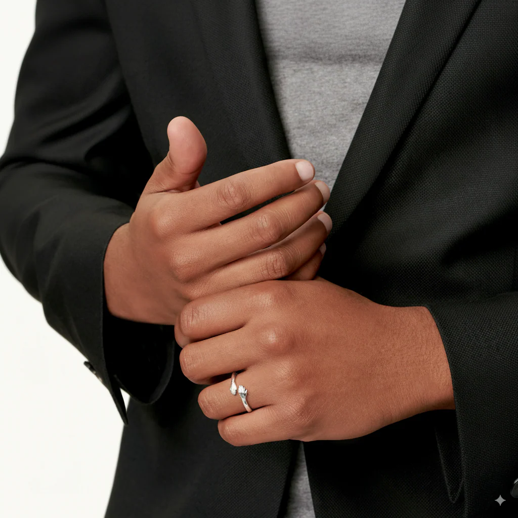 Adjustable Embrace Silver Ring - Image 3
