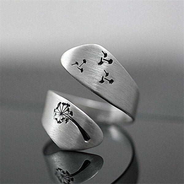 Adjustable Hand Carved Dandelion Ring - Image 3