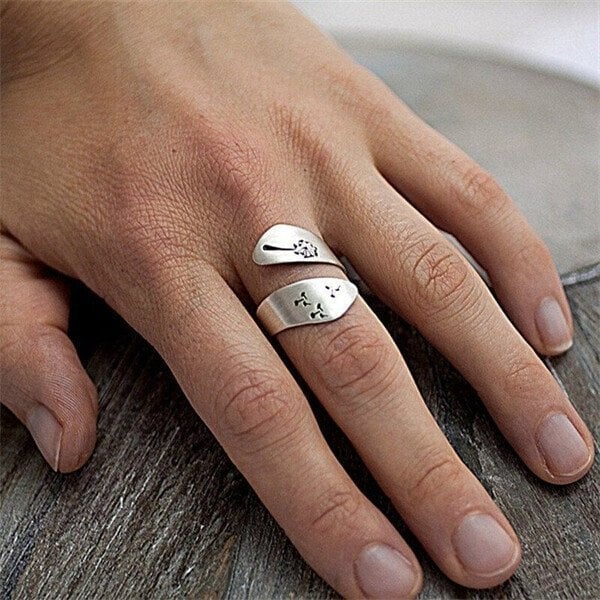 Adjustable Hand Carved Dandelion Ring - Image 4