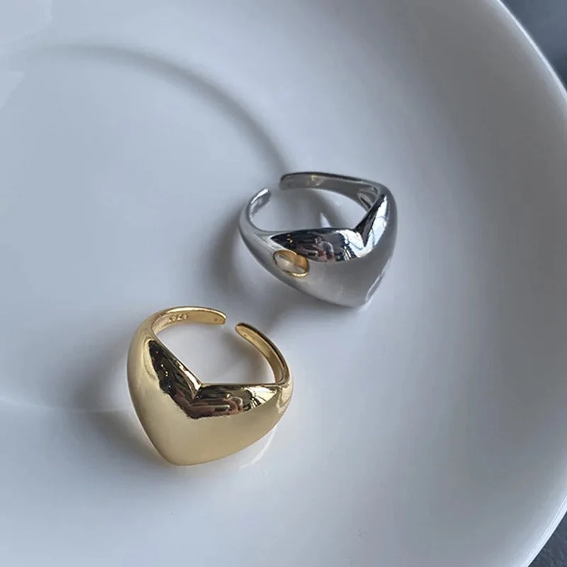 Adjustable Heart-Shaped 925 Silver Ring - Image 2
