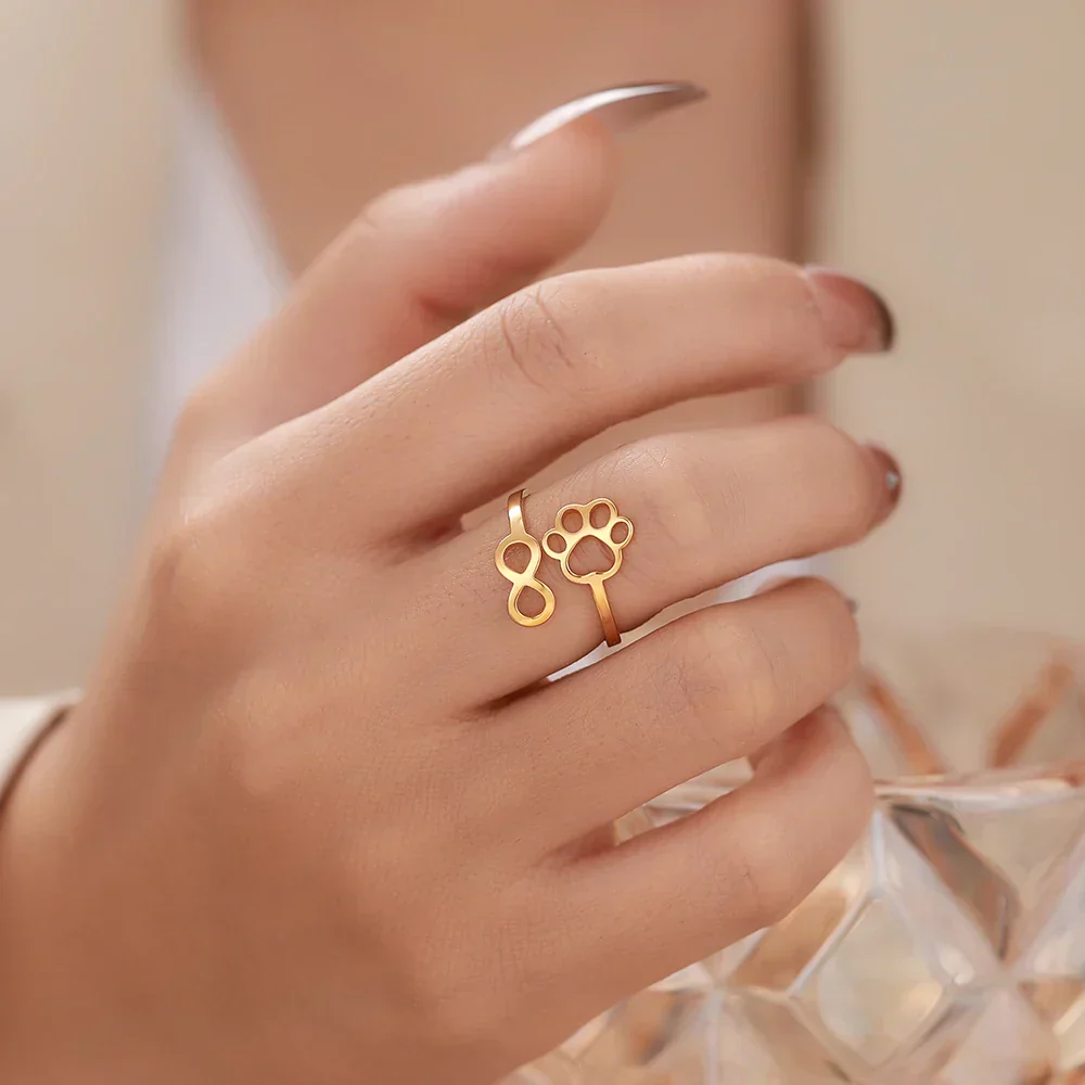 Adjustable Infinity Paw Ring – Stainless Steel - Image 2