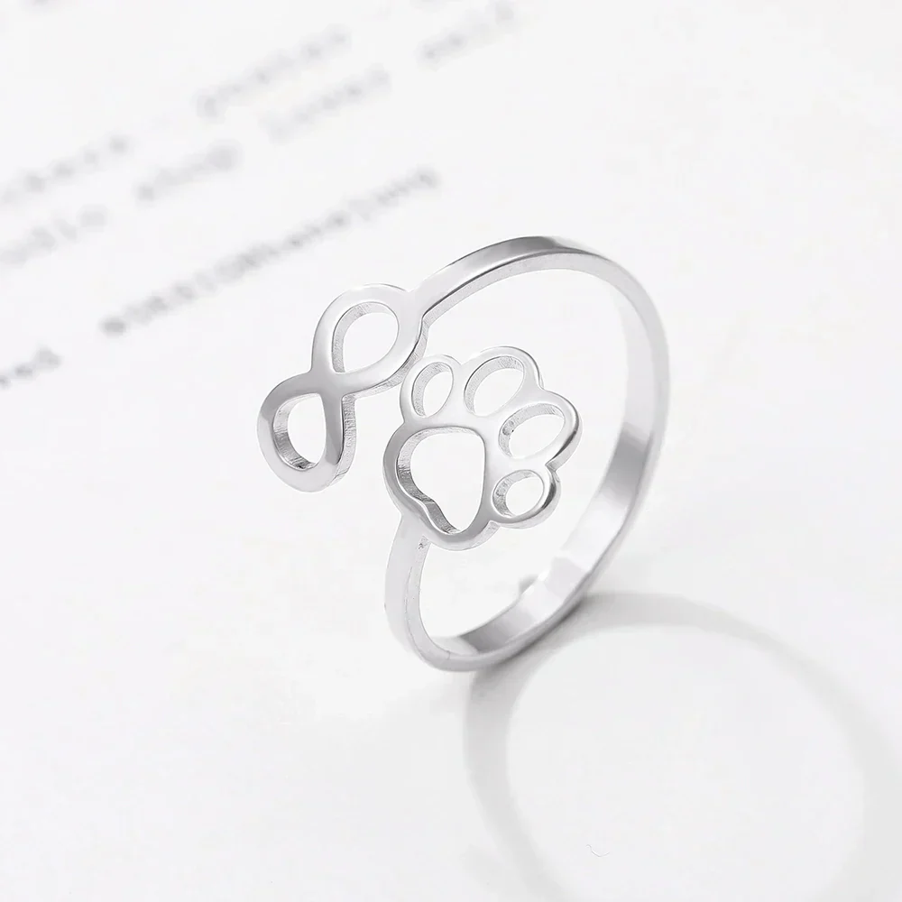 Adjustable Infinity Paw Ring – Stainless Steel - Image 3