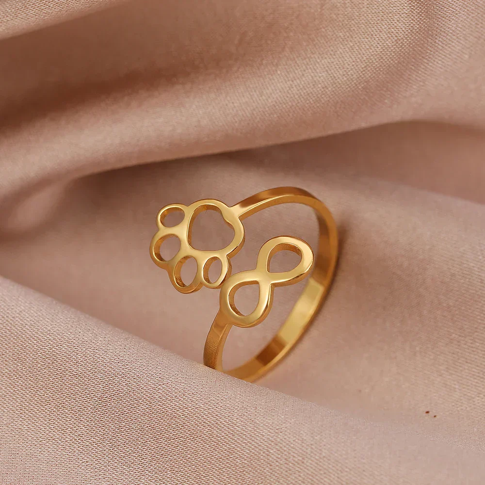 Adjustable Infinity Paw Ring – Stainless Steel - Image 4