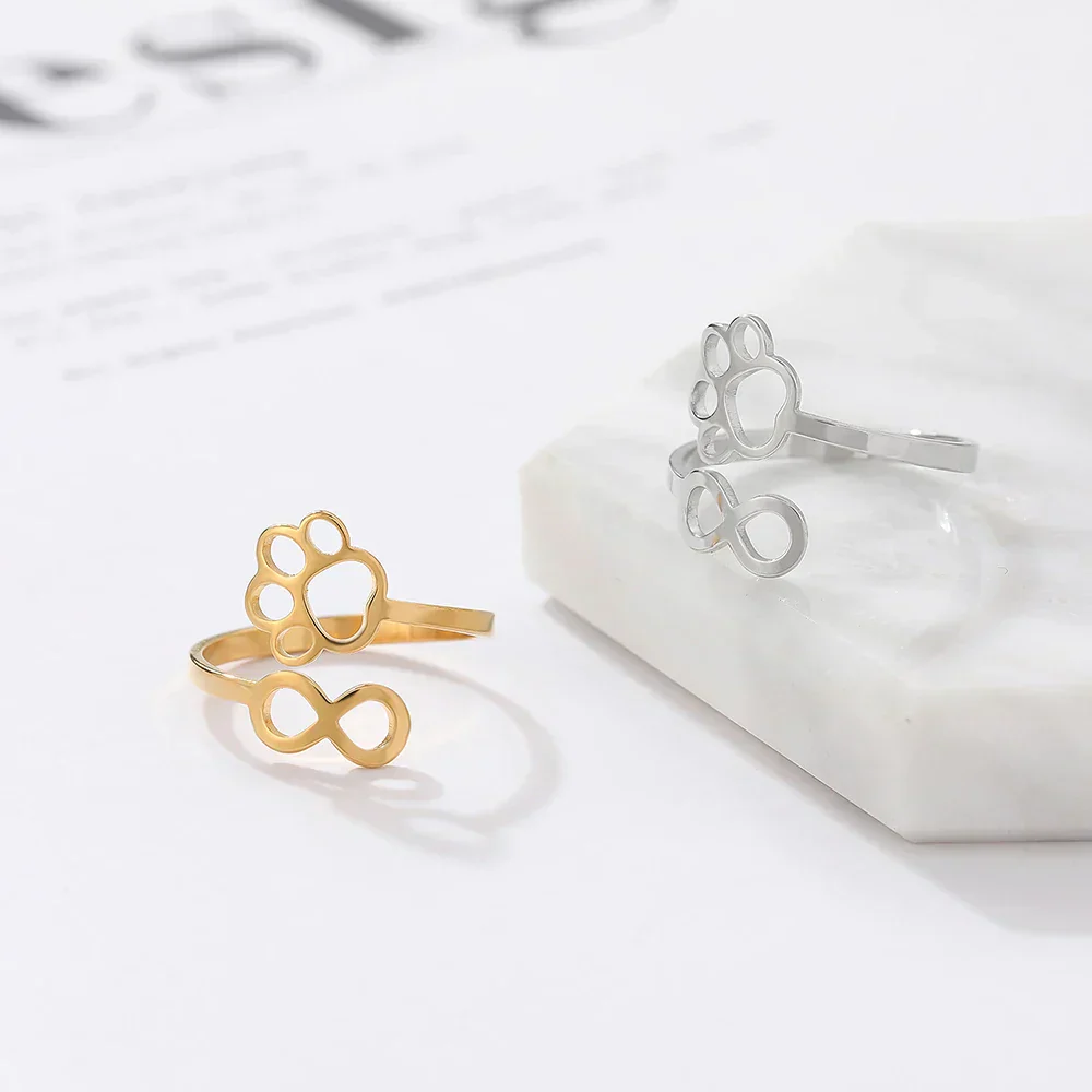 Adjustable Infinity Paw Ring – Stainless Steel - Image 5
