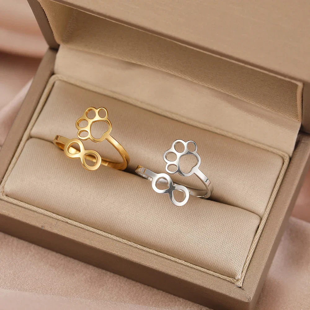 Adjustable Infinity Paw Ring – Stainless Steel - Image 6