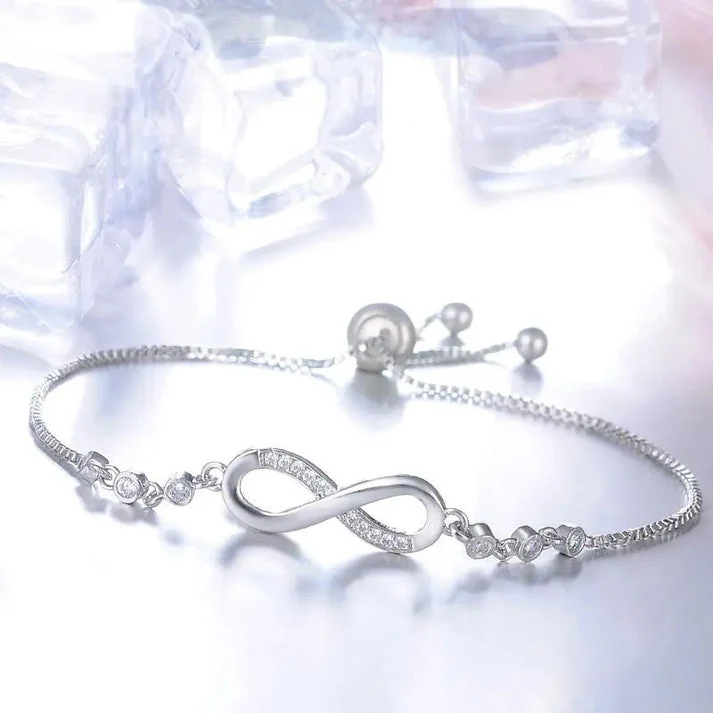 Adjustable Infinity Silver Bracelet - Image 4