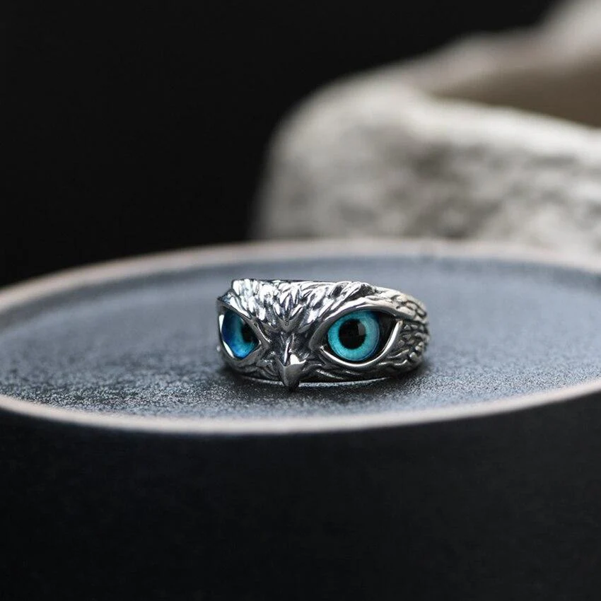 Adjustable Lucky Owl Ring in Silver and Opal - Image 4