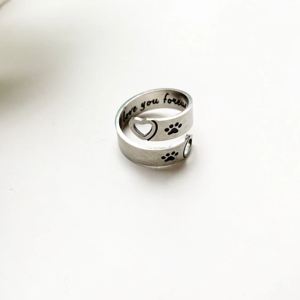Adjustable Paw & Heart Twist Ring – Stainless Steel - Image 3