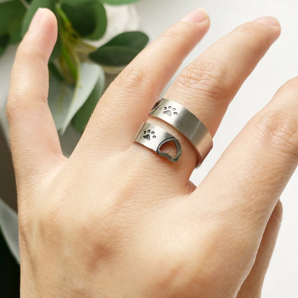 Adjustable Paw & Heart Twist Ring – Stainless Steel - Image 4