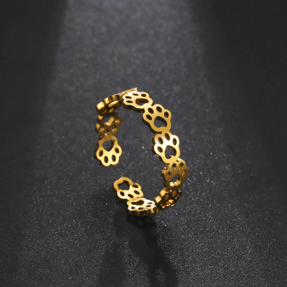 Adjustable Paw Print Ring – Made of Stainless Steel - Image 2