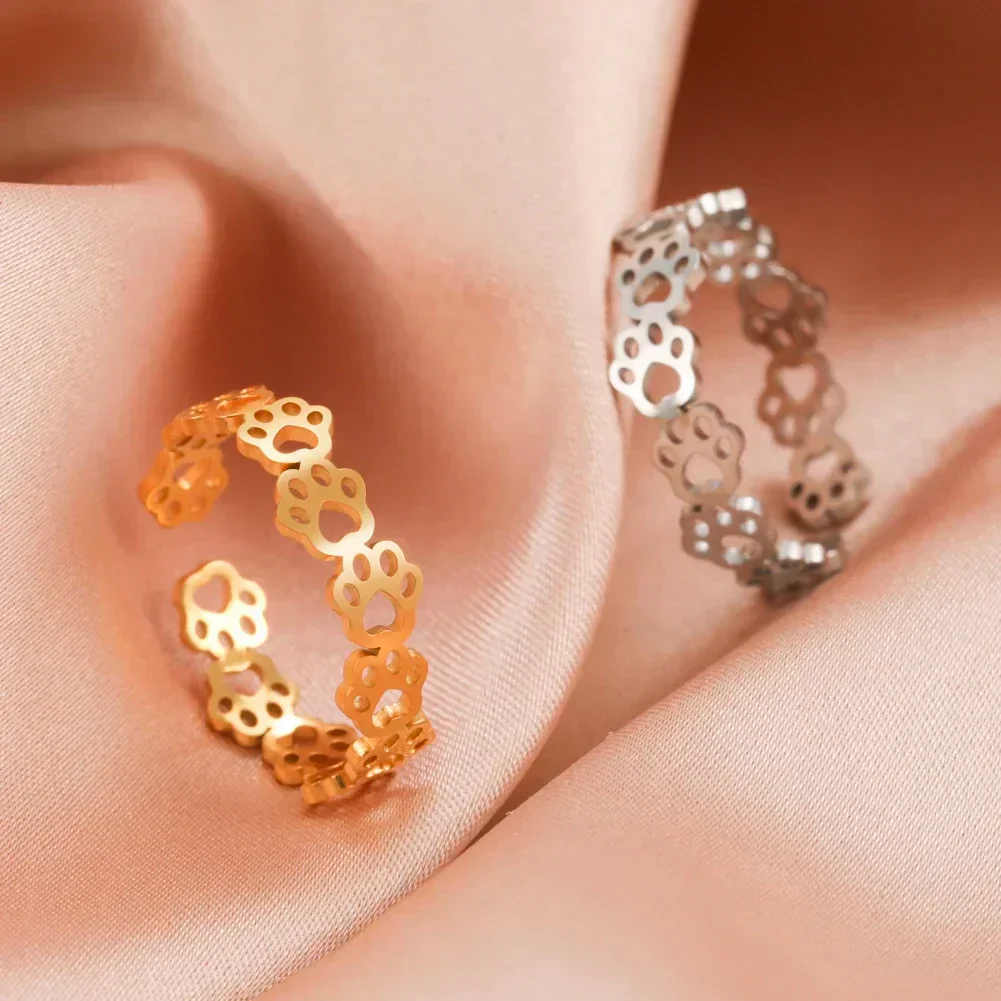Adjustable Paw Print Ring – Made of Stainless Steel - Image 3