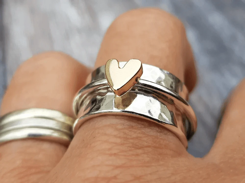 Alma - Silver Heart Ring with Gold Plating - Image 2