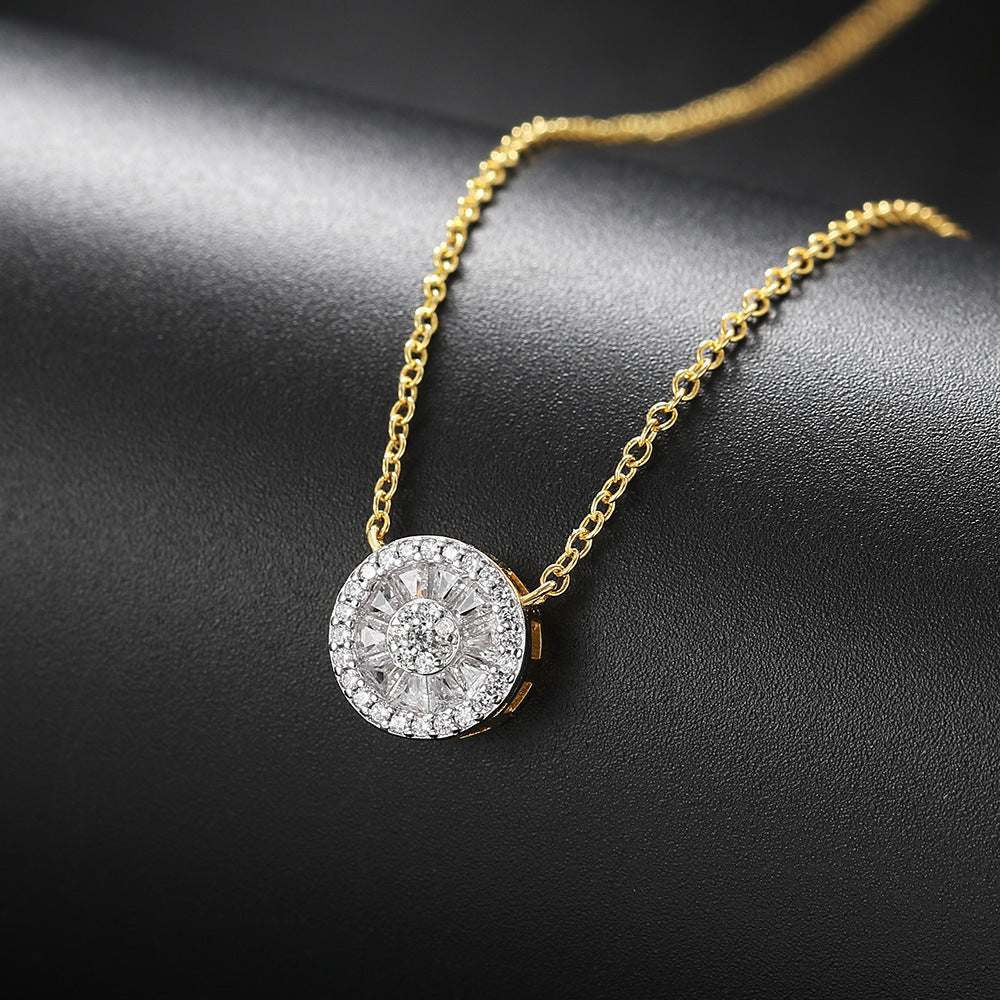 Anne-Marie Round Crystal Gold Necklace - Image 2