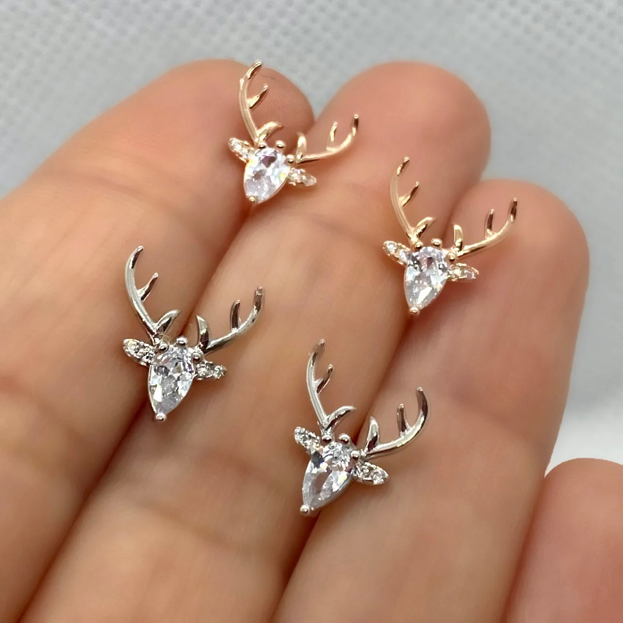 Antler Earrings With Clear Zircon - Image 2