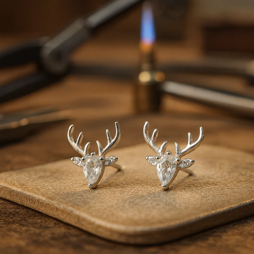Antler Earrings With Clear Zircon - Image 3