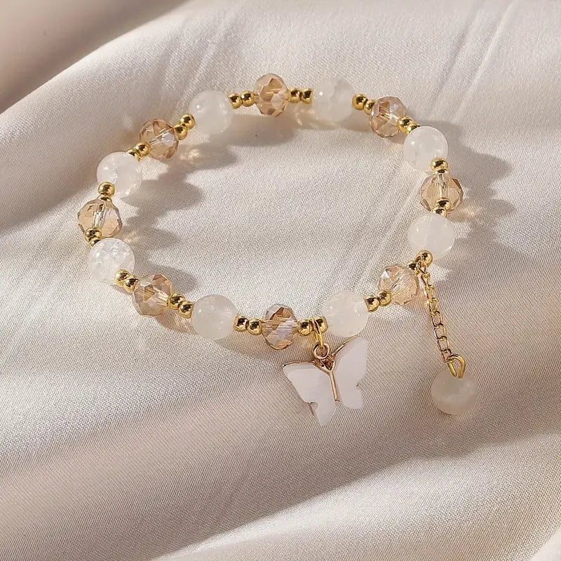 Beautiful Butterfly Beaded Stretch Bracelet - Image 2