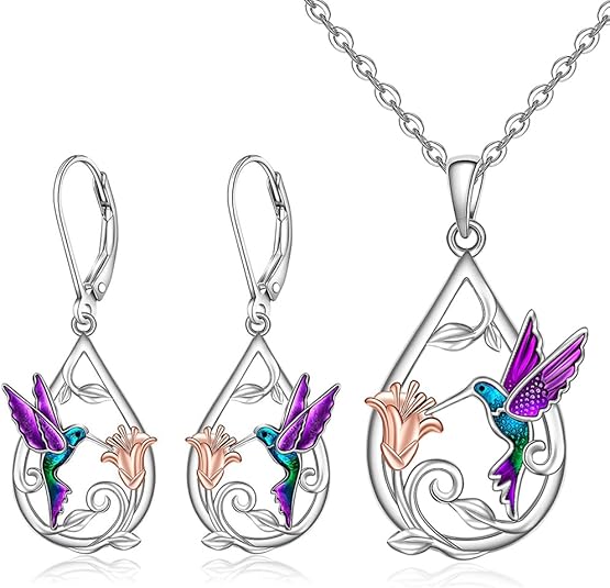 Beautiful Hummingbird Necklace for Women with Bonus Earrings - Image 5