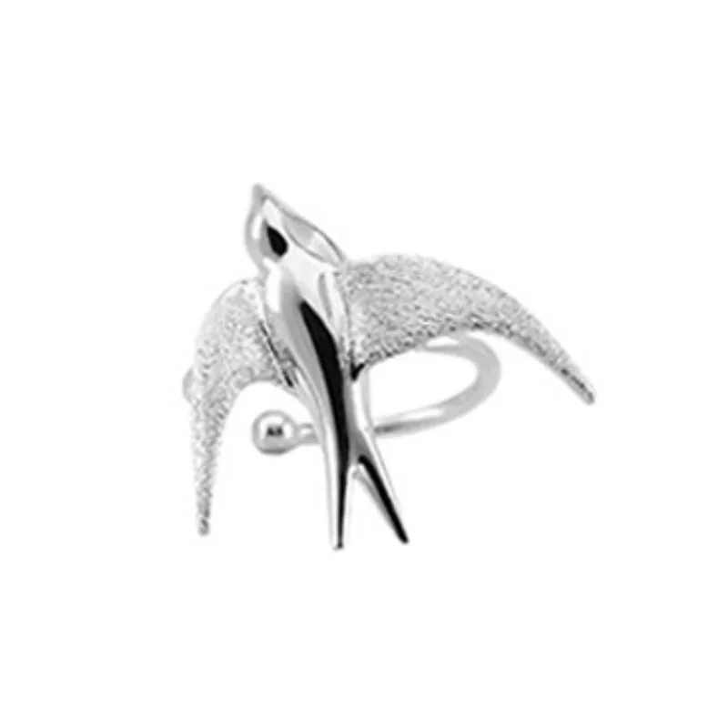 Beautiful Silver Swallow Bird Clip-On Earrings - Image 4