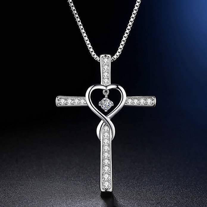Blessed Cross Necklace with Heart Zirconia - Image 3