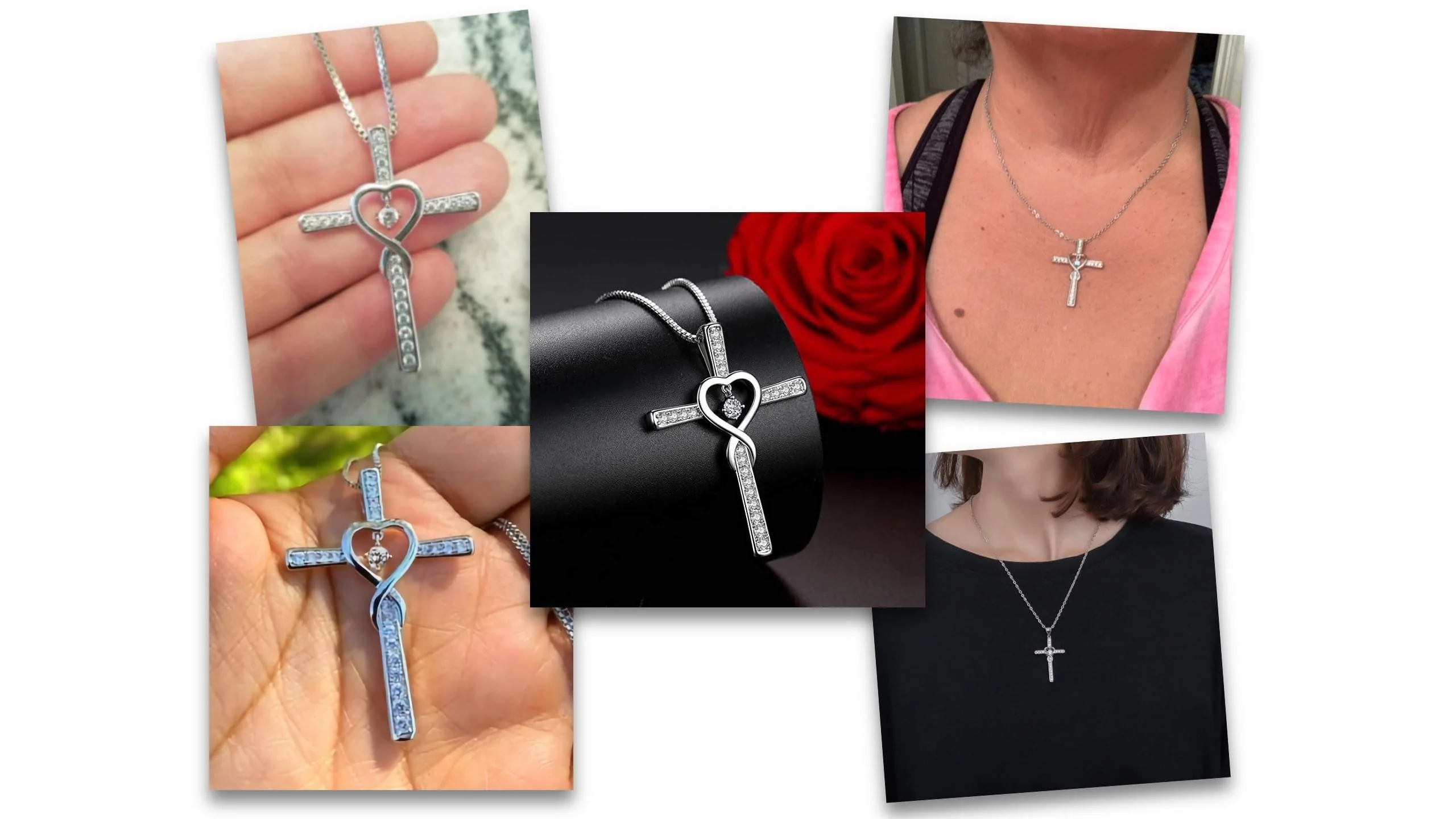 Blessed Cross Necklace with Heart Zirconia - Image 4