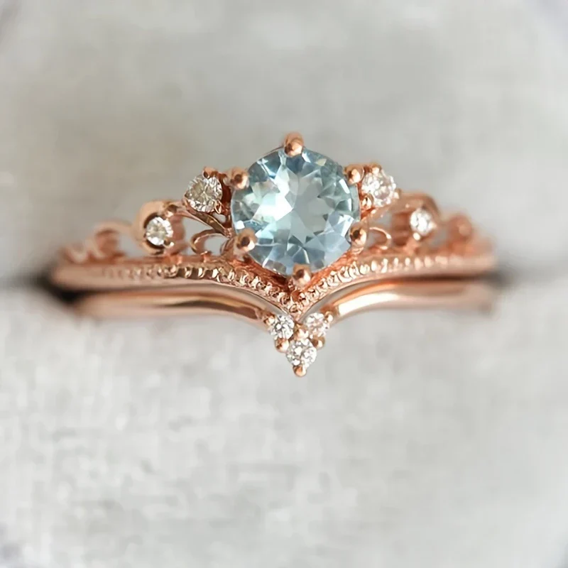 Blue Princess Gold Ring with Zirconia - Image 2