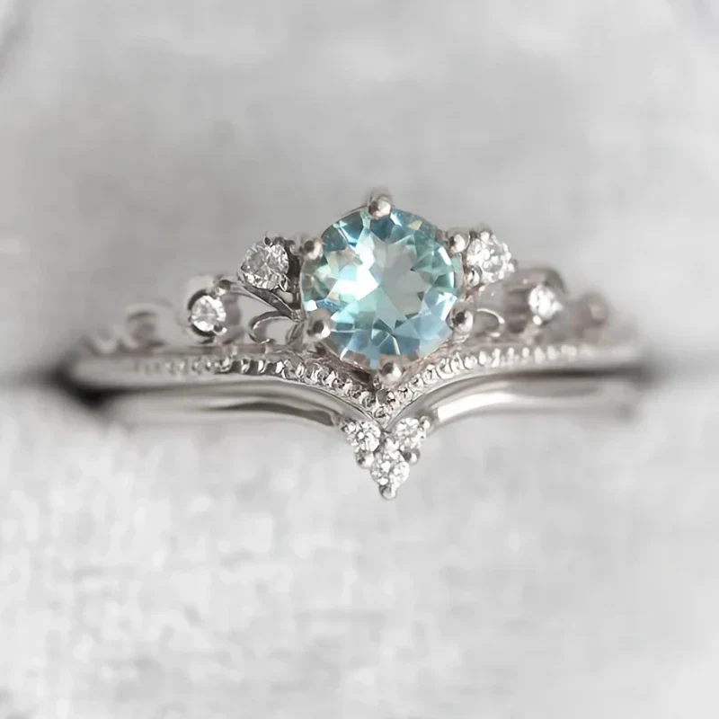 Blue Princess Gold Ring with Zirconia - Image 3