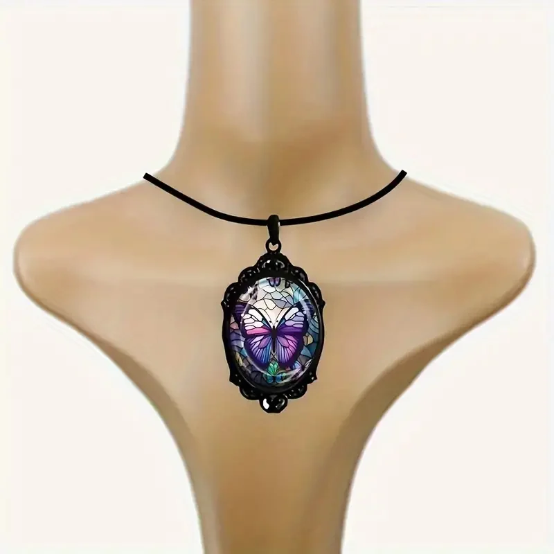 Butterfly Pendant Necklace with Purple Crystal - Image 5