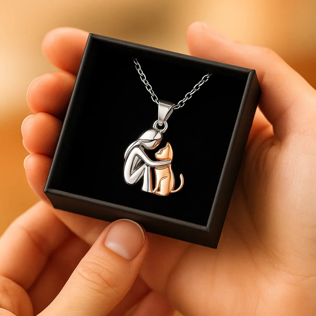 Cat Hug Pendant Necklace - Image 3