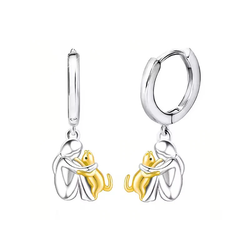 Cat Hug Pendant Necklace with Bonus Earrings – Limited Time Offer - Image 3