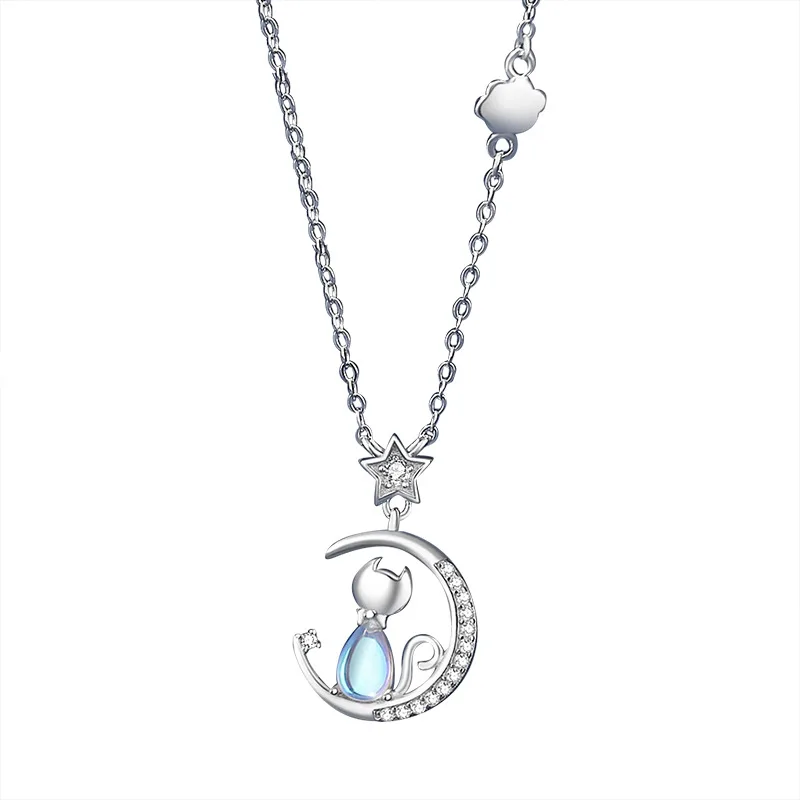 Cat Moon Sterling Silver Necklace - Image 5