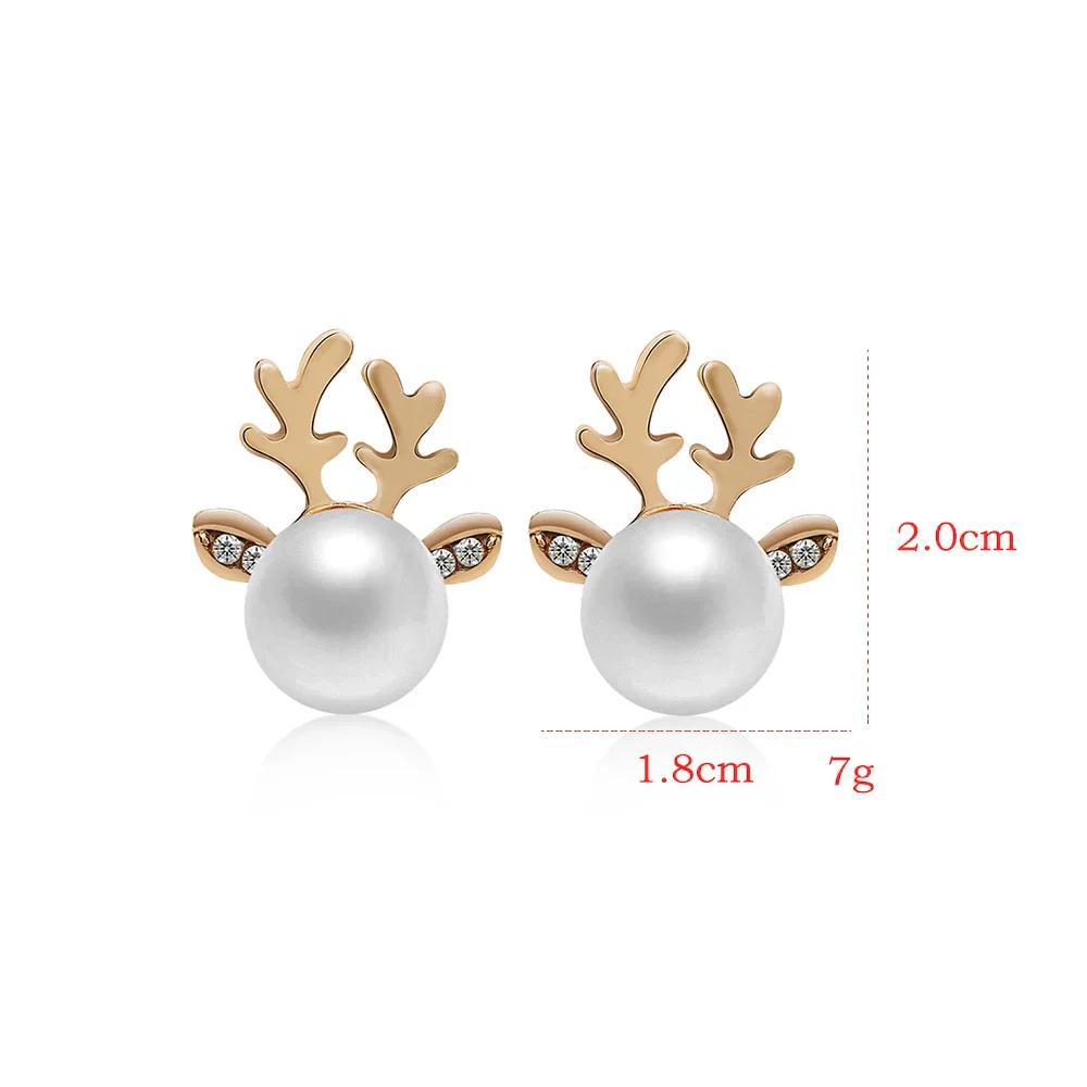 Christmas Reindeer Pearl Earrings - Image 3