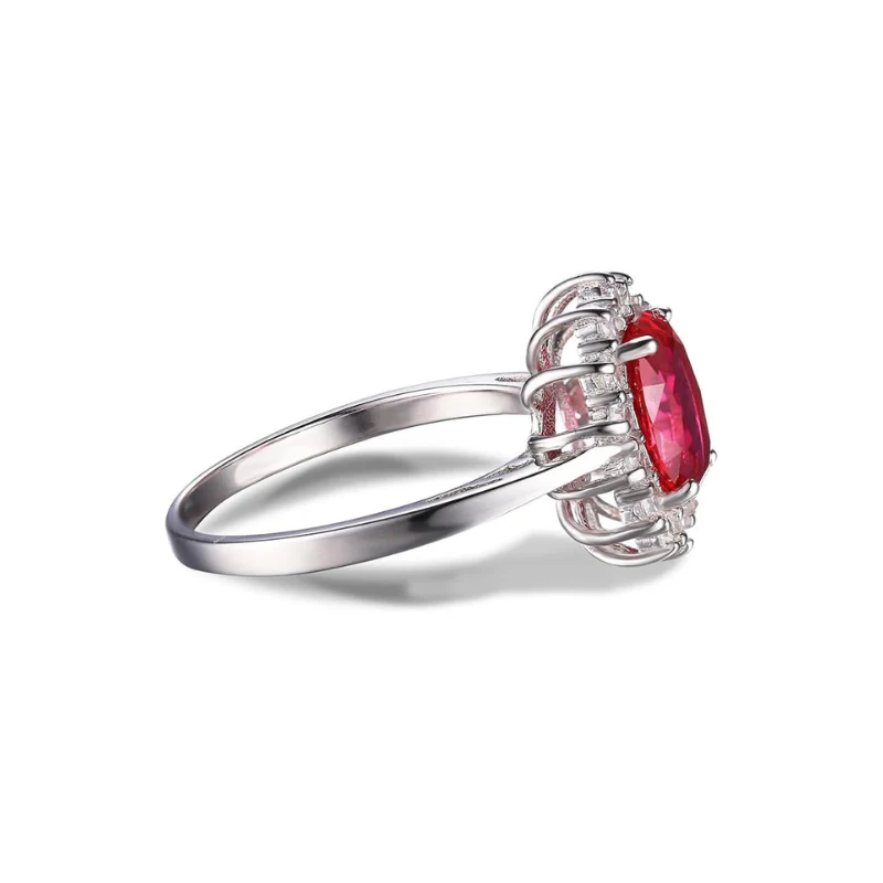 Classic Ruby Halo Ring | White Gold - Image 2
