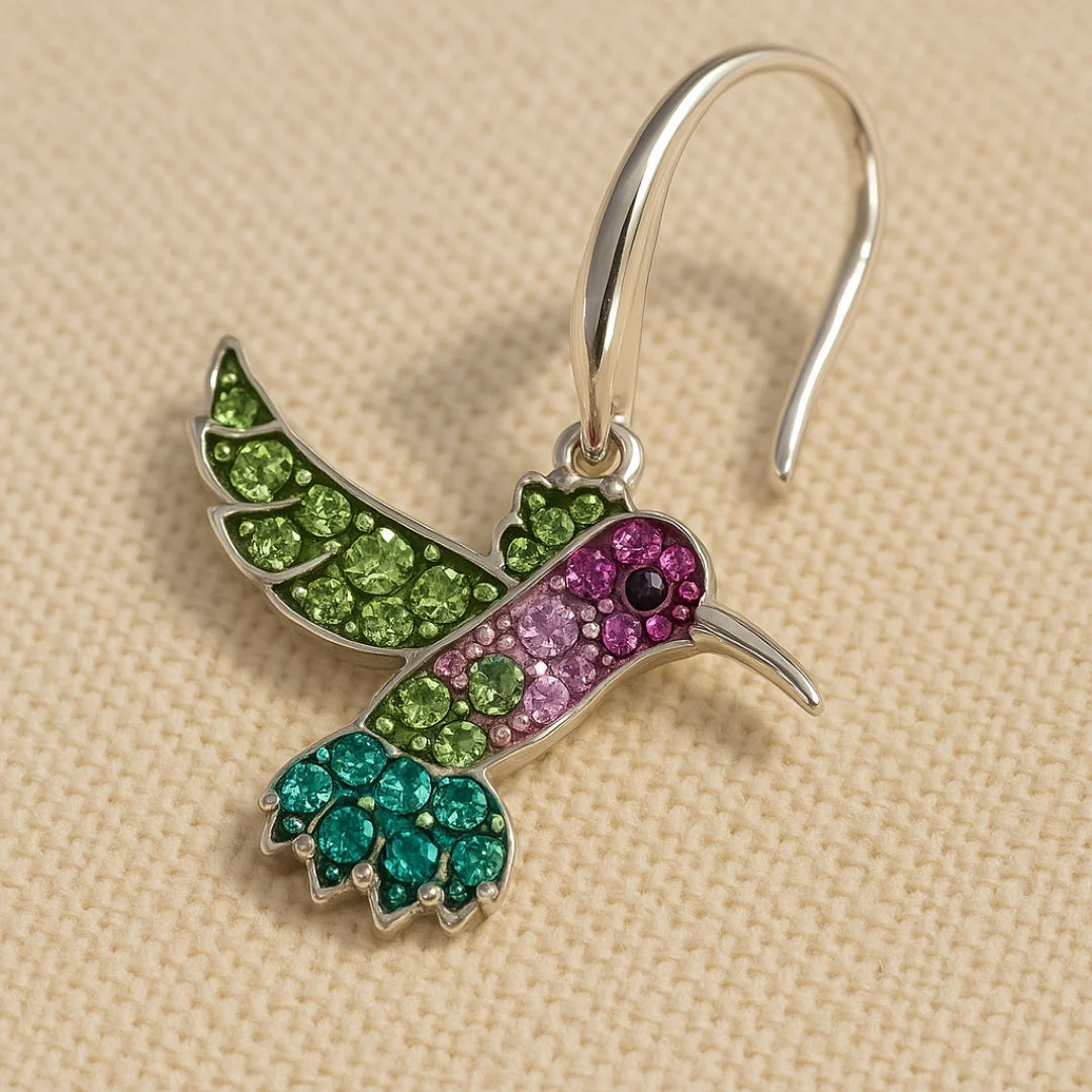 Colorful Hummingbird Sparkle Earrings - Image 3