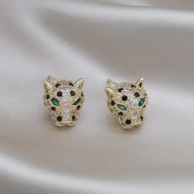 Colorful Leopard Crystal Statement Earrings - Image 2