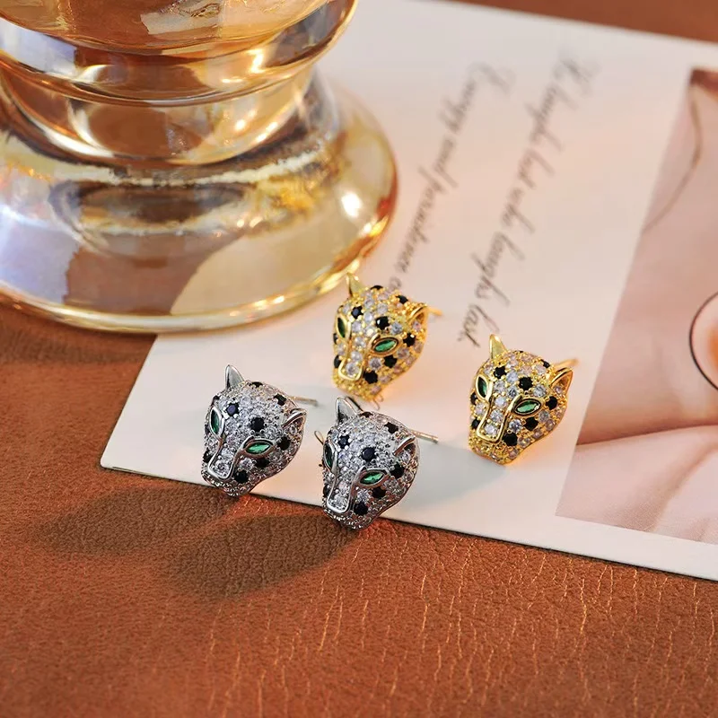 Colorful Leopard Crystal Statement Earrings - Image 3
