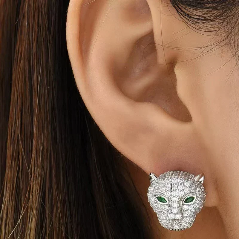 Colorful Leopard Crystal Statement Earrings - Image 4