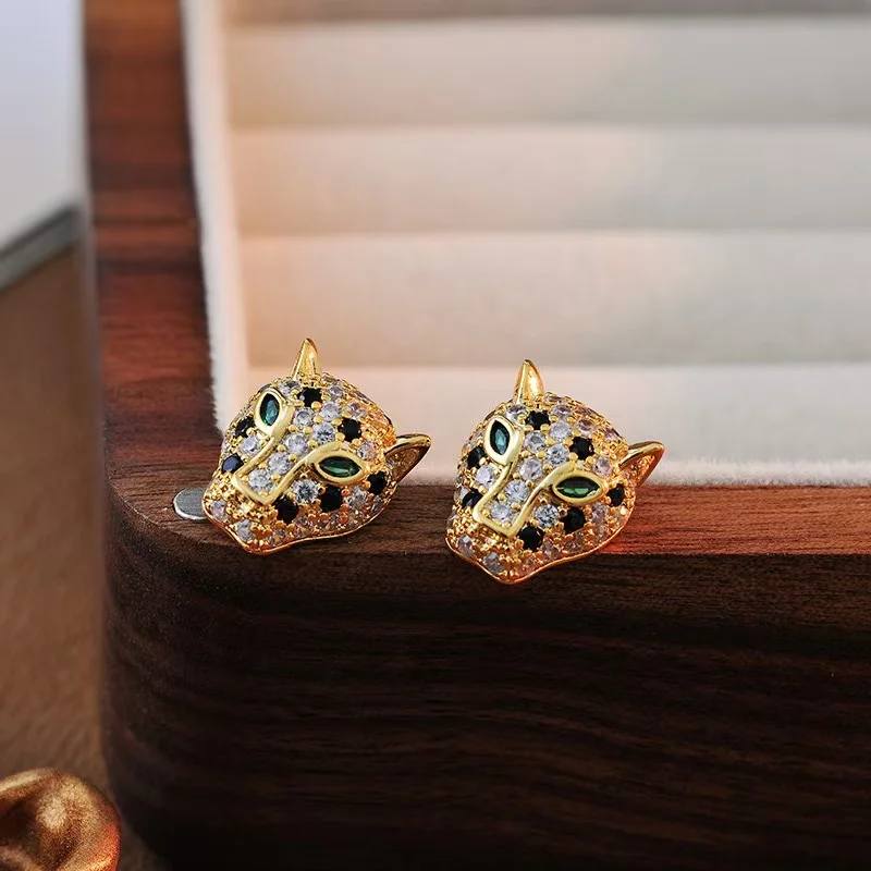 Colorful Leopard Crystal Statement Earrings - Image 5