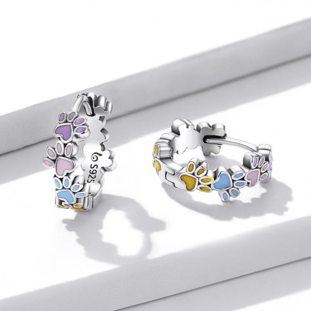 Colourful Paws Hoops Sterling Silver - Image 2