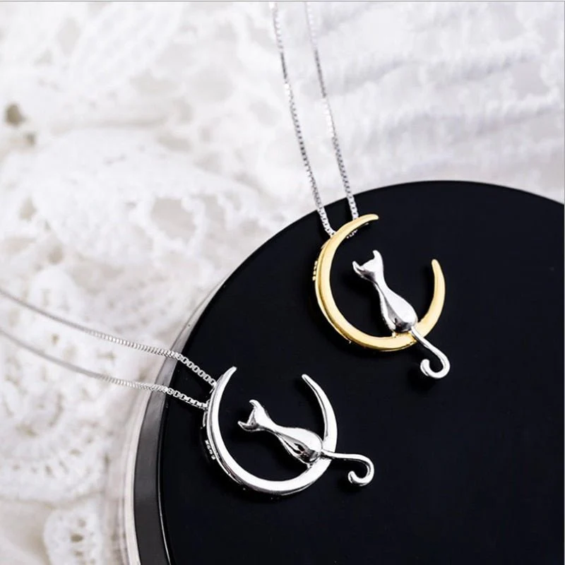 Crescent and cat elegant cat necklace - Image 2