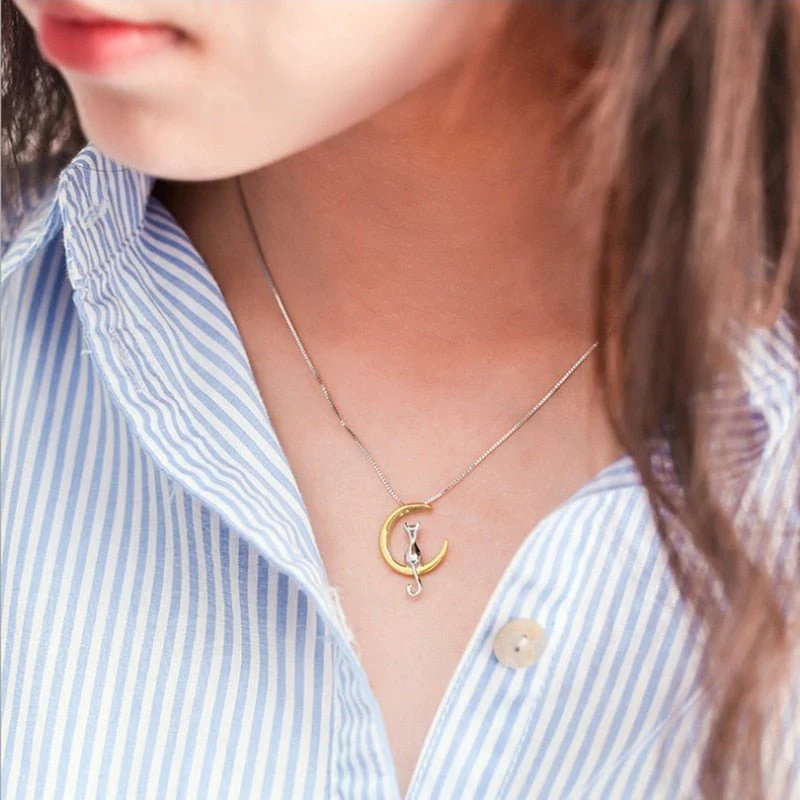 Crescent and cat elegant cat necklace - Image 3
